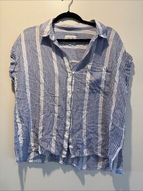 Rails Blue and White Striped Button Shirt Size Large